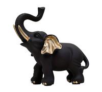 Figuras de elefante negro, estatuas de animales de resina, tamaño compacto, elegante símbolo de la suerte, decoración cultural, escultura de escritorio para el hogar y la sala de estar