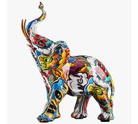 Figuras de elefantede graffiti creatividad, estatuas de elefante coloridas de resina, adecuadas para llenar la decoración del espacio en la sala de estar, dormitorio, oficina