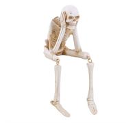 Figuras de esqueleto de resina de Halloween, figuras de esqueleto de See Speak Hear No Evil, figuras realistas de esqueleto sentado en estantes, estatua de calavera para decoración del hogar