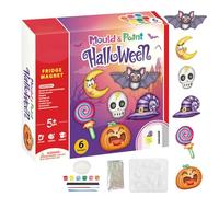 Figuras de fundición de Halloween para colorear: adorno de molde de murciélago, imán de nevera de Halloween, juego de calabaza | Decora tus propias estatuas, calabaza, fantasma, kit de pintura DI Y