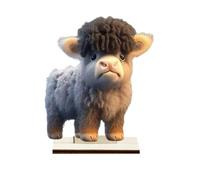 Figuras de ganado de montaña | Figura de madera de vaca de las tierras altas, decoración de mesa | Decoraciones decorativas de ganado, decoración rústica de vaca para chimenea de estante de varios