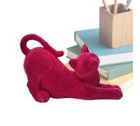 Figuras de gato decoración casera | Figura linda de resina flocada de un gato estirado, escultura de jardín para felino - para oficina, biblioteca, dormitorio, sala de estar, interior al aire libre