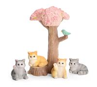 Figuras de gato en miniatura: 5 piezas de mini figuras de gato, regalos para amantes de los gatos, adornos de gatos pequeños, decoración de escritorio de oficina para mujeres, accesorios de decoración