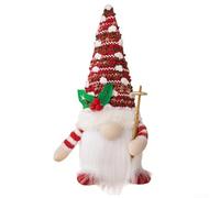Figuras de gnomo de decoración navideña, figuras de gnomo nórdico hechas a mano, adorno decorativo de mesa con luz LED, funciona con pilas, decoración del hogar (rojo)