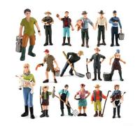 Figuras de granjero y pastor pintadas a escala HO, modelo de PVC para diseño de ferrocarril, escenas de granja y campo, para dioramas y plataformas de estación de tren (ZQ710)