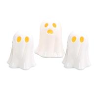 Figuras de Halloween,Figura fantasma de Halloween LED luminosas | Juego de 3 Miniaturas lindas decoraciones coleccionables para casa encantada abrigo estante soporte de ventana chimenea