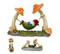 Figuras de - Hamaca de de resina divertida | Pequeños gnomos de jardín al aire libre estatuas para jardín, patio, césped, patio, porche, abuela, , paisaje, parque,