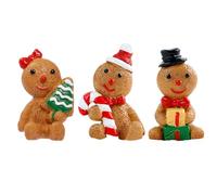 Figuras de hombre de jengibre - Juego de esculturas de resina, figuras de arte decorativas de 3 piezas con detalles festivos | Exhibición interior navideña para mesa de estante, bonsái, decoración