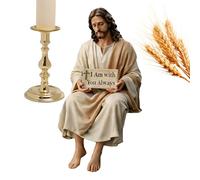 Figuras de Jesús, Estatua Religiosa Resina Pintada a Mano, Figura de compañero de escritorio de resina de Jesús, signo "I Am With You Always" para Escritorio Pascua Acción de Gracias Cumpleaños Sala