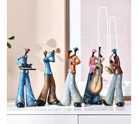 Figuras de jugador de banda de jazz vintage, estatuas de resina de músico retro, adorno de escritorio para decoración interior del hogar (5 juegos de combinación)