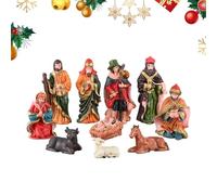 Figuras De La Natividad | Miniatura De Resina Religiosa Ornamentt 10 Piezas De La Escena Decoración De La Escena | Figuras De Navidad Jesús Para La Mesa Estante De La Pantalla Del Hogar Mantel Desccor