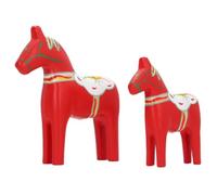 Figuras de madera de caballo Dala sueco, pintadas a mano, rojo y verde
