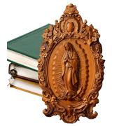 Figuras de madera - Decoración de estatua religiosa católica, escultura de pared de 9.84 pulgadas con uso de exhibición espiritual, devocional hecho a mano, pieza de arte, sagrado para el hogar