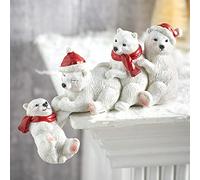Figuras de Mano de Escritorio Enano con Anciano/Gnomo/White Bear Family/Black Bear Family Resin Ornament Decoraciones de Navidad (Blanco)