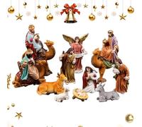 Figuras de natividad - Decoración de esculturas de nacimiento de Jesús para exhibición de vacaciones con sagrada familia, manualidades de figuras para Navidad, iglesia, grupos, chimenea, gabinete de e