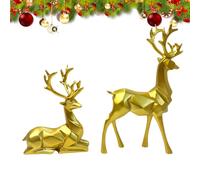 Figuras De Navidad De Renos - Ciervos Escultóricos De Resina, Colección, Obras De Arte Contemporáneas De Alces Con Sentado, Diseños Verticales | Acento Decoración Para Casas De Vacaciones, Pantallas