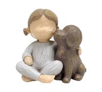 Figuras de niña Perro - Figura Conmemorativa de Perro Pintada a Mano | Escultura de la Amistad de niña y Perro | Estatua de Amo a Perro | Hermoso Monumento por la pérdida de un Perro par