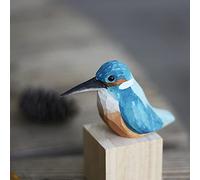 Figuras de pájaro de martín pescador de madera talladas a mano para decoración del hogar, adornos de pájaros para decoración de estantes