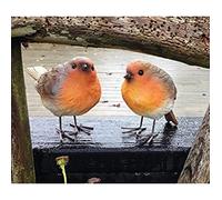 Figuras de pájaros de Resina Simulación de Estatua de petirrojo Esculturas de Animales Lindos Decoración para el jardín de césped 2PCS Resin Garden Statue