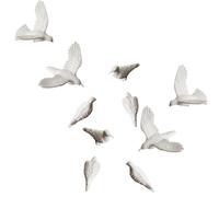 Figuras de pájaros en miniatura para decoración de modelos de planificación | Pájaros blancos en miniatura, posturas variadas de pie y volando, detalles decorativos para modelos de planificación urbana y