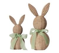 Figuras de Pascua 2 Lindas Piezas de Decoración Primaveral Rústica con | Figuras Decorativas y Coleccionables de Conejos de Pascua para Hogar, Oficina, Mesa, Escritorio, Estante, Inauguración, Verde
