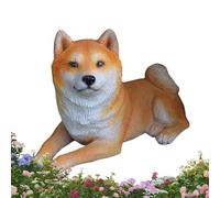 Figuras de perro en miniatura, asiento de jardín de resina | Home Display Cachorro Decoraciones Creativas Simulación Animal Escultura Ornamento