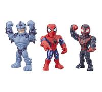 Figuras de Playskool Heroes Mega Mighties Marvel Super Hero Adventures Web Warriors (paquete de 3) Spider-Man Kid Arachnid Marvels Rhino de 25 cm