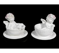 Figuras de querubines en tazas de té, juego de 2, 8,5 cm, elegantes querubines, ángeles, decoración de fantasía