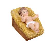 Figuras de resina de bebé Jesús en un pesebre, estatua coleccionable de belén, regalo de Santa Fe, decoración cristiana de vacaciones, decoraciones religiosas de Navidad