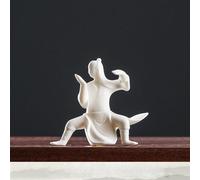 Figuras de Tai Chi de cerámica blanca pura, decoración de té chino de Kung Fu Puer, adornos de porcelana para mascotas, manualidades, regalo, juego de té de viaje para los amantes del té (C)