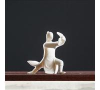 Figuras de Tai Chi de cerámica blanca pura, decoración de té chino de Kung Fu Puer, té de porcelana para mascotas, adornos para manualidades, regalo, juego de té de viaje para los amantes del té (A)
