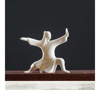 Figuras de Tai Chi de cerámica blanca pura, decoración de té chino de Kung Fu Puer, té de porcelana para mascotas, adornos para manualidades, regalo, juego de té de viaje para los amantes del té (B)