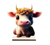 Figuras de vaca de montaña | Decoración de mesa de madera de vaca de las tierras altas | Decoraciones decorativas de ganado, decoración rústica de vaca para chimenea de estante de varios niveles
