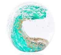 Figuras de vidrio soplado a mano, bola de olas del océano, pisapapeles de oficina para escritorio, decoración del hogar coleccionable, decoración de acuario, decoración de oficina, amantes del océano
