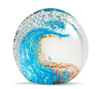 Figuras de Vidrio soplado a Mano Bola Olas del océano, pisapapeles Bola de Cristal, decoración del hogar Coleccionable, decoración de Acuario, decoración de Oficina Ocean Lovers