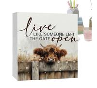 Figuras decorativas de para el hogar | Bandeja de madera escalonada de animales occidentales decoración para fiestas, cartel de granja de, para cocina, chimenea, salón, oficina, boda