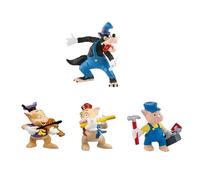 Figuras Dispney Bullyland - Set de 3 cerditos Que Incluye: Lobo, Cerdito Herramientas, Cerdito Viloin y Cerdito Flauta - Sin PVC Poner en la Tartas de cumpleaños