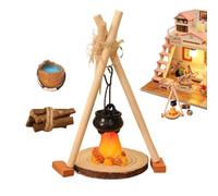 Figuras en miniatura para hoguera - Arcilla de resina de madera 1:12 | para casa de muñecas en 1:12 con colgante, mini fogata, instalación de cocina | expositor
