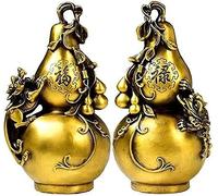 Figuras Estatua China Wu Lou/Hu Lu Ornamentos Chinos con Talla de Talla y Dinero Escultura de Rana Decoración del hogar Buena Suerte atrayendo Riqueza 506 (Color: Set)