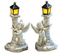 Figuras, estatua de ángeles solares, 2 por ciento izquierdo ＆ Estatuas de jardín derecha, resina 7.7 Figuras altas, estatuas al aire libre impermeables para patio regalos de inauguración de la casa,