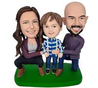 Figuras familiares personalizadas de Bobbleheads personalizadas, cuerpo completo hecho a mano, figura de muñeca de cabeza Bobble de la imagen, 3 personas, alta semejanza, regalo divertido y único