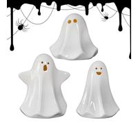Figuras fantasmas decoración de interiores, estatua fantasma de Halloween - Luz de noche de vivero de Halloween,Juego de 3 estatuas de oficina de Halloween, adorno artesanal de oficina de cerámica,