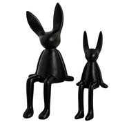 Figuras genéricas de Conejo de Pascua de Cerámica - 2 Piezas de Estatuas de Sitzene Hasenede en Estilo de Dibujos Animados con Suave y Brillante Delicado, Decorativo, Hecho a Mano | Dic