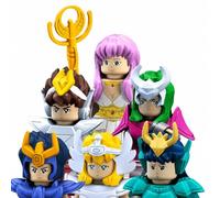 Figuras genéricas estilo bloques de construcción, juego de 6 mini personajes con armaduras cósmicas, caballeros del Cosmos, para aficionados adultos mini bloques de construcción de héroes mitológicos