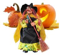 Figuras góticas, decoración de Halloween, bruja, escultura clásica con escoba, decoración para el hogar, jardín, lugar de trabajo, área de fiesta