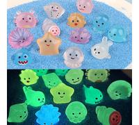 Figuras luminosas de resina de animales marinos, 50 piezas para mini criaturas que brillan oscuramente, para decoración de acuario, decoración de bonsái, exhibición de mesa, pequeños modelos marinos