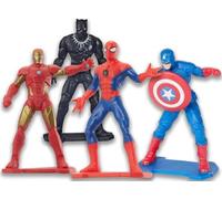 Figuras Marvel Pack 4 Superhéroes 7cm - Spider-Man, Iron Man, Capitán América y Black Panther | Figuras Acción Niños 4+ | Juguetes Marvel Regalo Niño