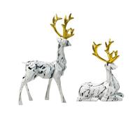 Figuras Navideñas De : Escultura De Ciervos De Resina, Colección Decorativa, Obras De Arte Contemporáneas De Alces con Diseños Verticales Sentados | Detalles De Mobiliario para Casas De Vacacione