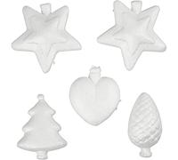 Figuras navideñas de porexpán, A. 7-8 cm, blanco, 5ud