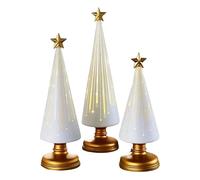 Figuras navideñas de resina - Juego de de 3 piezas Decoración de mesa Tema de árbol de Pascua Textura pintada delicada con base lisa | Ideal para la chimenea de una casa de invierno y para la